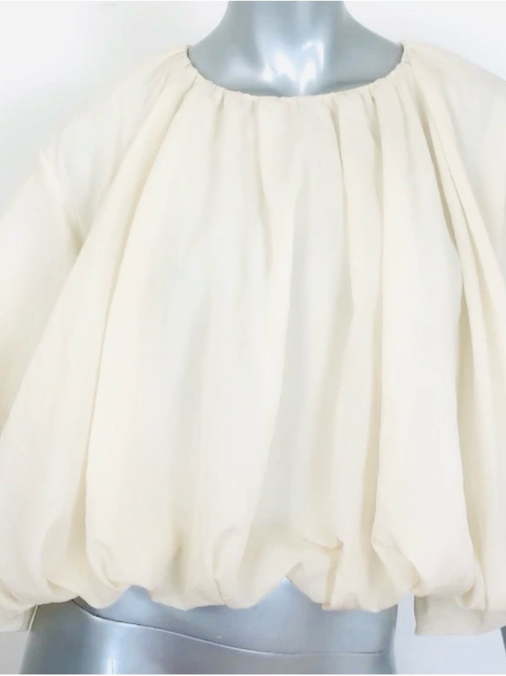 KHAITE Alma Billowy Cream Puff-Sleeve Blouse - Picture 3 of 5